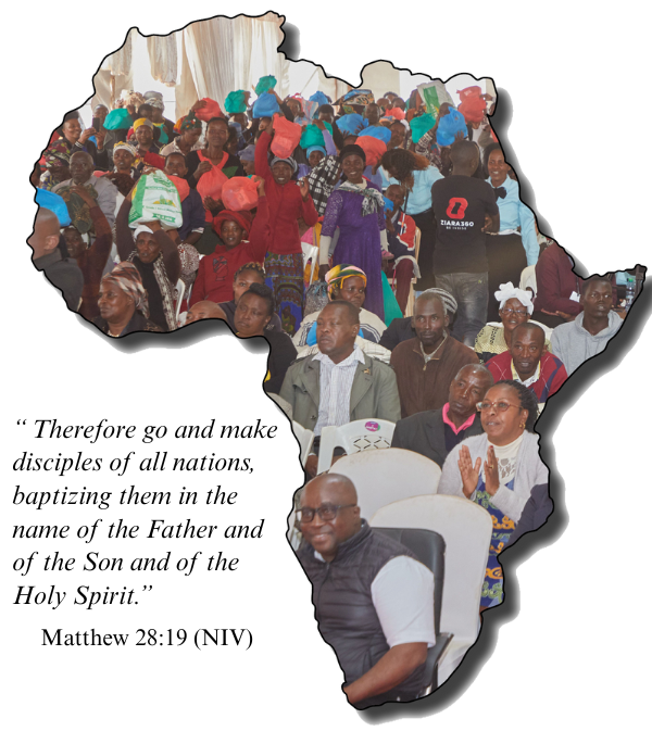 Africa shape with people and scripture